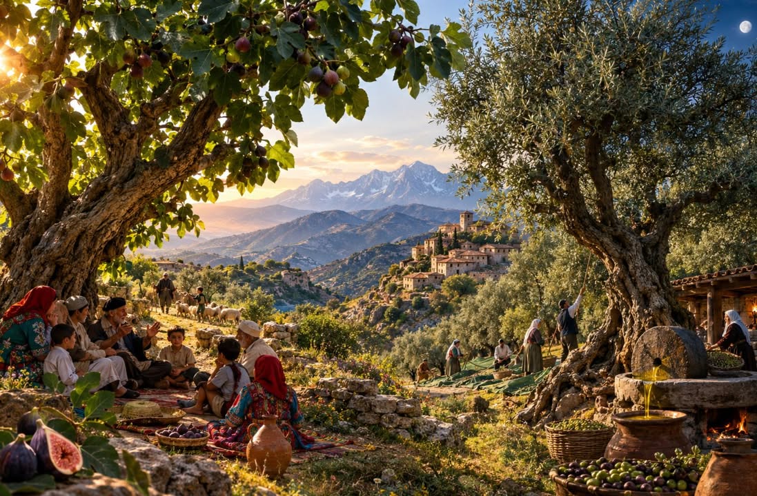 #poème
Le figuier et l’olivier

Sur les crêtes 
de Kabylie,
là où la montagne 
écoute le vent,
quand le jour 
défait ses brumes,

deux vieux arbres 
veillent en silence
sur les pierres, 
les chemins 
et le temps.

Le figuier 
ouvre ses paumes
et étend ses larges branches,
aux premières abeilles 
du matin.

Comme un grand-père 
ouvrant ses bras.

Dans son ombre, 
les enfants s’asseyent,
et les anciens racontent 
autrefois.

Il connaît le pas 
des bergers,
la poussière 
aux chevilles nues,

les voix qui montent 
des villages
avec le pain chaud 
sous le bras.

Ses figues 
mûrissaient 
au soleil,
douces 
comme un souvenir 
d’enfance ;

chaque fruit semblait 
porter en lui
un peu de la terre 
et de l’espérance.

Sous lui, 
l’été avait 
son royaume :
une natte, 
une cruche, 
quelques figues,

et les anciens, 
assis dans l’ombre,
recousaient le temps 
avec leurs mots.

Le figuier 
ne parle pas.

Pourtant 
ses branches 
savent tout :

les départs, 
les retours, 
les absences,
les prénoms 
que l’on ne prononce plus.

Un peu plus loin, 
l’olivier demeure,
Plus bas, 

dans la pente 
pierreuse,
noueux, 
patient, 
enraciné.

L’olivier garde 
son silence.

Il a connu 
les hivers 
sans couleur,
les étés 
brûlants, 
les maisons 
abandonnées.

Ses racines plongent 
dans la montagne,
plus profondes 
que les mots oubliés.

Et lorsque le vent 
traverse ses feuilles,
on croirait entendre 
les ancêtres parler.

Son tronc 
ressemble à une main
que les années 
auraient fermée.

Dans ses veines 
dort la montagne,
dans ses racines, 
la mémoire.

— « Frère figuier, 
que gardes-tu donc
dans le secret 
de tes branches ? »

— « Je garde les rires 
des enfants,
les veillées, 
les chants 
et les dimanches. »

L’olivier lui répond doucement :

— « Et moi, 
je garde 
dans mon écorce
les pas de ceux 
qui sont partis,
les mains 
qui m’ont planté 
autrefois,
et les larmes versées 
sans bruit. »

Chaque hiver, 
quand la pluie descend
sur les chemins 
de Kabylie,

il demeure, 
noir contre la brume,
comme une lampe 
qui aurait pris racine.

Alors le vent descend 
de la montagne,
fait danser les feuilles 
une à une.

Le figuier tremble 
sous la lumière,
l’olivier murmure 
à la lune.

On vient le tailler 
en famille.
La branche tombe.
Le feu la reçoit.

Et l’odeur du bois 
dans la cour
réveille les hivers 
de l’enfance.

Puis vient le temps 
des olives.
Les mains deviennent 
des paniers,
les paniers deviennent 
des chants ;

les femmes secouent 
les branches,
les hommes ramassent 
le silence
tombé 
avec les fruits.

Au moulin, 
l’huile coule
épaisse 
comme une lumière 
ancienne.

Elle descend 
dans les jarres
et semble emporter 
avec elle
un peu de la nuit 
des montagnes.

Deux arbres, 
deux voix, 
une même terre,
deux mémoires 
sous le même ciel.

Le figuier regarde 
l’olivier.
L’olivier regarde 
le figuier.

L’un donne la douceur 
du miel de ses fruits
de septembre,

l’autre l’or vert 
de ses huiles
de décembre.

L’un nourrit 
la bouche 
des enfants,

l’autre accompagne 
le pain
qu’on rompt 
entre les mains.

Et tant qu’un figuier 
donnera de l’ombre,
tant qu’un olivier 
portera ses fruits,

la Kabylie gardera 
dans ses pierres
la mémoire de ceux 
qui ont vécu ici.

Mais sous la terre,
leurs racines 
ne se disputent rien.

Elles se parlent 
dans le noir,
à travers les pierres,
comme deux vieillards 
d’un même village
qui n’auraient plus 
besoin de mots.

Elles savent 
ce que nous oublions :
qu’une terre 
n’est pas seulement
celle que l’on foule ;

c’est celle 
qui nous reconnaît
quand nous revenons 
vers elle.

Alors, 
le soir, 
sur un toit de tuile,
quand le soleil rougit 
le Djurdjura,

le figuier penche 
ses grandes feuilles,
l’olivier frissonne 
dans le vent.

Et la montagne écoute.
Peut-être 
entend-elle 
encore
les pas de nos pères,

les voix de nos mères,
le cliquetis des outils,
le rire des enfants 
courant pieds nus
entre deux murs 
de pierre.

Peut-être sait-elle
que tant qu’un figuier 
donnera son ombre,
tant qu’un olivier 
donnera son huile,

tant qu’une vieille voix 
dira encore
les mots appris 
auprès des anciens,

la Kabylie ne sera jamais 
seulement
un lieu où l’on est né.

Elle restera
une racine 
dans la poitrine,

une poignée de terre 
sous la langue,

un chemin qui monte 
vers le village
et, 
dans la mémoire,

deux arbres debout
pour nous montrer 
le chemin du retour.

Car un pays ne meurt 
jamais tout à fait
tant que ses arbres 
savent se souvenir ;

et dans le silence 
des montagnes,
leurs racines continuent 
de nous unir.

Djamel Metref
At Yenni le 4 Octobre 2026

Lire sur le site : https://lesmotsdunmontagnard.github.io